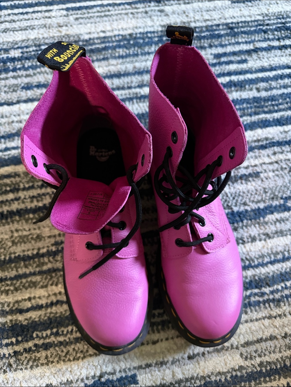 Dr. Martens Bright Pink 8-Eye Lace-Up Leather Boots
